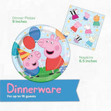 Peppa Pig Birthday Decorations | Serves 16 | Balloons, Tablecloth, Plates, Napkins, Sticker | Peppa Pig Party Decorations