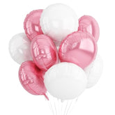20Pcs 18 Inch Round Foil Balloon, Pink White Round Shaped Balloons, Round Aluminum Foil Helium Balloons For Birthday Party Wedding Bachelorette Anniversary Baby Shower Celebration Decoration