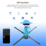 3D Hologam Fan,Spinne With Bluetooth Emote ,Hologam Pojecto Hd Led With 700 Video Libay ,Hologaphic Fo Halloween (46Cm)