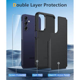 For Samsung Galaxy A15-5G Case: Dual Layer Protective Heavy Duty Cell Phone Cover Shockproof Rugged With Non Slip Textured Back - Protection Bumper Tough - 2024, 6.5Inch Black