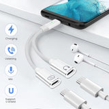 USB C Splitter 1 in 2 Out USB-C Headphone and Charging Adapter, Type-C PD 100W Quick Charge/Audio/Data Transfer Adapter - White