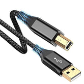Printer Cable 10Ft, Usb-A To Usb-B Cable, High Speed Nylon Braided Scanner Printer Cord For Hp Canon Dell Epson Brother Lexmark Xerox Samsung Piano Dac & More-Black