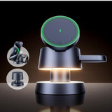 4 In 1 Wireless Charging Station With Night-Lamp For Magsafe Magnetic Fast Charger Iphone Wireless Stand, Travel Charger Multiple Devices For Iphone 16 15 Pro Max Airpods Apple Watch Ultra