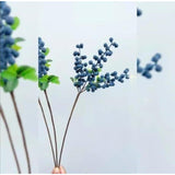 Artificial Blueberry Stems With Berries, Blue Christmas Fruit Decor, Diy Floral Arrangement, Artificial Plants Flowers (White Pink)