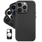 Classic - (For Iphone 15 Pro) - European Nappa Leather Phone Case - Smoothen And Soften Over Time - Compatible With Magsafe - Black