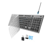Wireless Keyboard, Bluetooth + Usb Ergonomic Silent Quiet Rechargeable With Number Pad Compact Full Size Multi Device Keyboards For Ipad Tablet Mac Computer Surface Pc Macbook Laptop Blcak