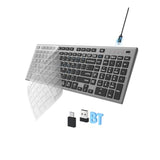 Wireless Keyboard, Bluetooth + Usb Ergonomic Silent Quiet Rechargeable With Number Pad Compact Full Size Multi Device Keyboards For Ipad Tablet Mac Computer Surface Pc Macbook Laptop Blcak