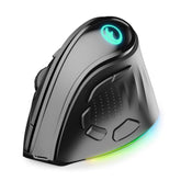 2.4G / Bt/Wired Tri-Mode Rgb Rechargeable G53 Wireless Vertical Ergonomic Mouse, 5 Side Buttons, Max 8400 Dpi, For Pc Computer Notebook Laptop, For Windows 11 10, Mac, Ipad Os, Android - Black