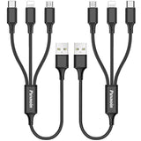 Multi Charging Cable, 2Pack Multi Charger Cable Short 1Ft Braided Universal 3