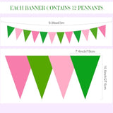 49.21 Ft 60 Pieces Party Pennant Banner Flags Decorations String Triangle Flags For Birthday Baby Shower Carnival Movie Witch Crown Party Supplies (Pink And Green)