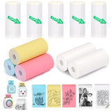 10 Rolls Mini Printer Paper - 5 Thermal Sticky & 5 Plain, 57X25Mm For Inkless Printer, Notes, Journal, Memo, Photo, Study