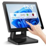 12.1-Inch Pos Touch Screen Monitor, Capacitive Touchscreen With Hdmi/Vga Input, Heavy-Duty Metal Stand, For Retail, Restaurant, Bar, Gym, Warehouse And Pos System