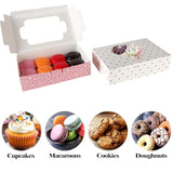 24 Pack Cookie Boxes, 8X5.3X2 Inches Valentine'S Treat Boxes With Window For Desserts, Pastries, Cakes, Muffins, Donut, Chocolate, Strawberry And Valentine'S Day (White Love)