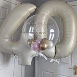 Cream 4 Balloons, 40 Inch Large Beige Foil Number Balloons Set 0-9, Self Inflating White Sand Digital 4 Helium Balloon For Boys Girls Women Birthday Anniversary Party Decorations Photo Shoot Supplies