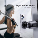 Dual Magnetic Phone Holder For Magsafe, Strong Magnets Gym Phone Holder Mount, 360 Rotation Adjustable, Hands Free Cell Phone Holder Compatible Iphone 16 Pro Max 15 14 13 12, Magsafe Black