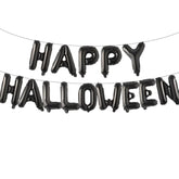 Black "HAPPY HALLOWEEN" Balloon Banner: 16" Mylar Foil Party Decor