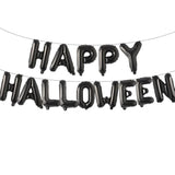 Black "HAPPY HALLOWEEN" Balloon Banner: 16" Mylar Foil Party Decor