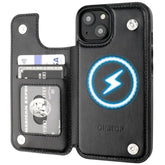Onetop Compatible With Magsafe For Iphone 14 Wallet Case With Card Holder, Pu Leather Kickstand Rfid Blocking Case, Double Magnetic Clasp And Durable Shockproof Cover 6.1 Inch (Black)
