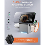 3 In 1 Charging Station For Apple, Iphone Mag-Safe Charger, Qi2 Certified, Rotating Wireless Charger Stand For Iphone 16,15,14,13,12 Series, Apple Watch, Airpods (Usb-C Charger Included)