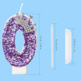 Birthday Number Candles,Purple Crown Birthday Candles For Cake,Glitter Number 0 Candle Cake Topper With Sequins For Anniversary Celebrations Supplies (Number 0)