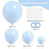 129Pcs Pastel Blue Balloons Different Sizes 18 12 10 5 Inch For Garlan