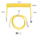 Custom Coiled Aviator Cable, Yellow, 5-Pin (Gx12) Detachable Metal Connector, Usb-C To Usb-C With Usb-A Adapter, Durable Braided Cable For Mechanical Keyboards, Charging & Data Transfer