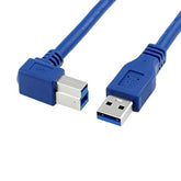 Usb 3.0 Cable - Type A-Male To Right Angle Type B-Male Printer Scanner Cord - 3 Feet (1 Meter) - Round Blue