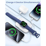 Portable Charger, 5000Mah Portable Charger Power Bank With Built-In Cables, Travel Keychain Battery Pack For Apple Watch Ultra 2/9/8/Ultra/7/6/Se/5, Iphone 16/15/14/13/12, White