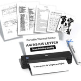 Portable Printer Wireless For Travel, Thermal Inkless Small Bluetooth Mobile Printer, Support 8.5" X 11" Us Letter, A4, Compatible With Phone, Laptop For Office, Vehicles, Home Use, 300 Dpi, Black
