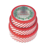 Christmas Holiday Cookie Tin Containers With Window, 3Pc Nested Set, Holiday Cookie Tins With Lid For Gift Giving, Cookie, Treats, Cookies Party Favor And Gifts (Merry Christmas, Round Shape)