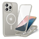For Iphone 15 Pro Case,Full-Body Rugged Case With Built-In Anti-Scratch Tempered Glass Screen Protector,Compatible With Magsafe, Men Women Shockproof Protective Cover Grey