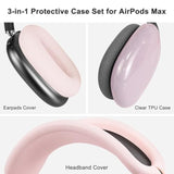 Protective Kit For Airpods Max, Headband Cover + Tpu Case Protector + Silicone Ear Pads Cover, Sweatproof Accessory, Easily Washable, Anti-Scratch (Pink)