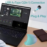 Ergonomic Wireless Rechargeable Mouse, Usb A+Type C(2In 1) Connection, 800/1200/1600 Dpi, 6 Buttons, 2.4Ghz Carpal Tunnel Vertical Mice, For Laptop, Desktop,Macbook Purple Gradient Green