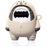 For Airpods Pro Cover,Cute 3D Cartoon Luxury Trendy Cute Fancy Funny Aesthetic For Girls Boys Men Teen Kids, Soft Silicone Fashion Character Skin Shark Cases (Hoodie Shark, Airpods 4)