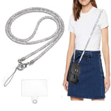 Crossbody For Phone Lanyard/Chain Water Diamond Full Diamond Chain With Clip Antilost Lanyard Universal Lanyard Suitable For Most Mobile Phones And Bags (White)