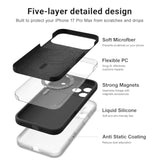 Magnetic Case for iPhone 17 Pro Max, Compatible with Magsafe, Classic Liquid Silicone Phone Case with Integrated Camera Control Button and Anti-Scratch Microfiber Lining, Black