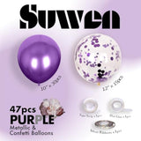 47 Pack Purple Metallic and Confetti Latex Balloons Birthday Graduation Party Decor
