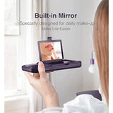 Compatible With Iphone 14 Pro For Women, Men Defender Credit Card Holder Cover With Hidden Mirror, Three Layer Shockproof Heavy Duty Protection Case For Iphone 14 Pro 6.1'' Deep Purple