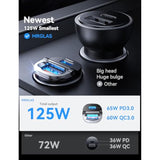 125W USB-C Car Charger, PD65W & QC60W, Dual Port Fast Charging for iPhone/Samsung