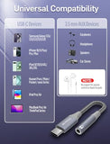USB C to 3.5mm Headphone Jack Adapter, (2Pack) USB-C to Aux Audio Dongle Adapter Cord Compatible with iPad, iPhone 17 16 15, Galaxy S25 S24