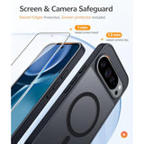 For Google Pixel 9-Pro-Xl Case: Magnetic Translucent Matte Shockproof Slim Cell Phone Cover - Grade Drop Proof Hard Back Anti-Fingerprint Protective Case (6.8 Inch/Black)