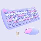 Cute Cat 2.4G Usb Wireless Keyboard And Mouse Combo, Silent Keys, Candy Colors, Compatible With Notebook, Pc (Purple84Keys)