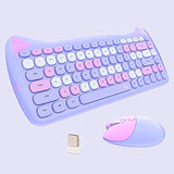 Cute Cat 2.4G Usb Wireless Keyboard And Mouse Combo, Silent Keys, Candy Colors, Compatible With Notebook, Pc (Purple84Keys)