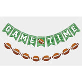 2 Pcs Game Time Football Banner - Garland for Game Day & Sports Party Decor