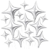 Silver Star Balloons,15Pcs Silver Star Foil Balloon,26/18/10 Inch Quadrangle Helium Balloons For Graduation Wedding Birthday Prom Anniversary Baby Shower Party Decorations