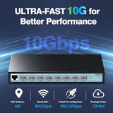 8 Port 10G L3 Managed Switch, 8X10G Sfp+ Interface, Link Aggregation/Qos/Vlan/Igmp, Wall Mounted Fanless 10Gb Sfp Network Switchsfpports Only,Transceiver Is Not Included