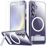 Clear Case For Samsung Galaxy S24 Plus | Magnetic, 3 Stand Ways, Military Grade Drop Protection, With Invisible Stand, Shockproof Phone Case For Galaxy S24 Plus,Clear
