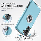 Designed For Samsung Galaxy S21 Case (Not For S21 Plus & S21 Ultra), Slim Tough Rugged Shockproof Protective Case With Metal Ring Kickstand Cover For Samsung Galaxy S21 6.2 Inch, Sierra Blue