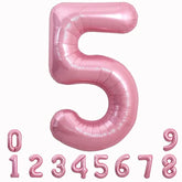 40 Inch Light Pink Large Numbers 0-9, Number 5 Digital Helium Balloon, Pink Foil Mylar Big Number Pastel For Birthday Party Anniversary Supplies Decorations