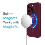 Burgundy Maroon Silicone Magnetic Phone Case for iPhone 16 Pro - Compatible with Magsafe Case, Cute and Girly Glossy Jelly Thin Slim Hard Plastic Mag Safe & Camera Cover Protection